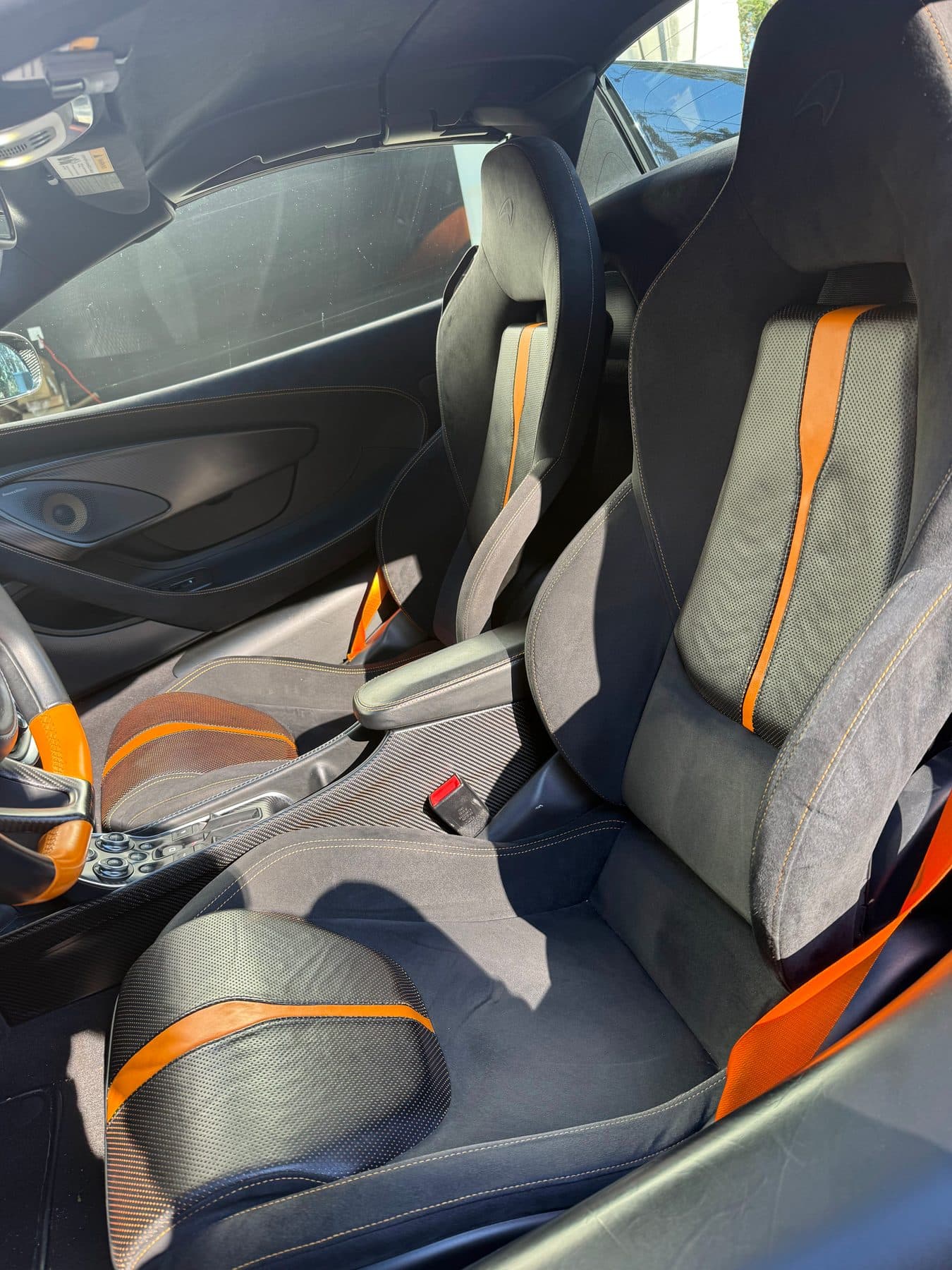 McLaren orange and alcantara interior, detailed