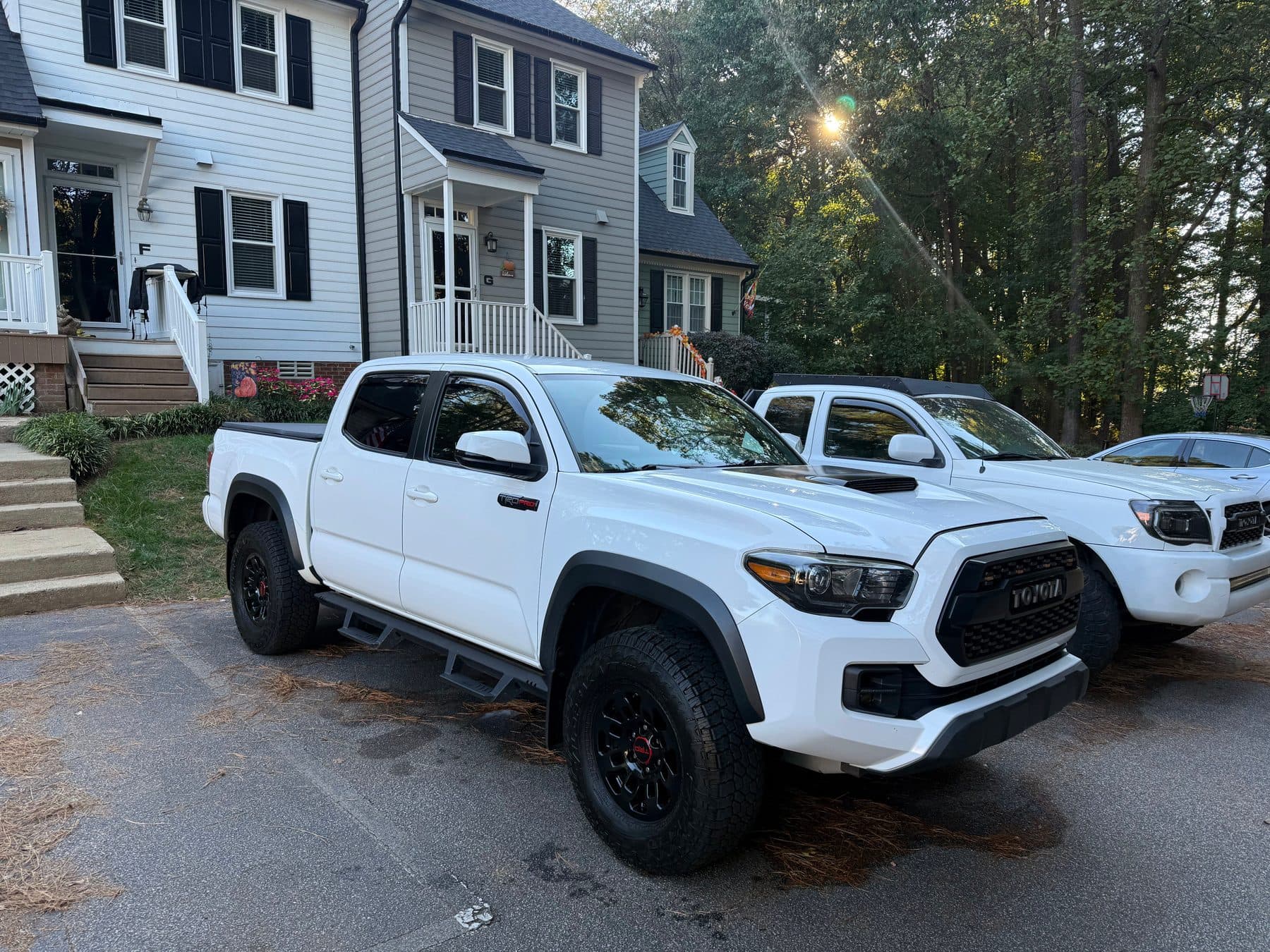 White Tacoma TRD Pro at golden hour